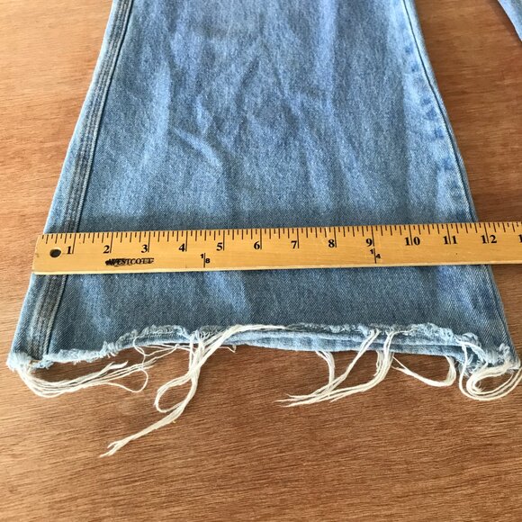 Ghanda Barrel Wide Leg Jeans Women 6 Blue High Rise Raw Hem Stretch Skater 18216 - Picture 6 of 13